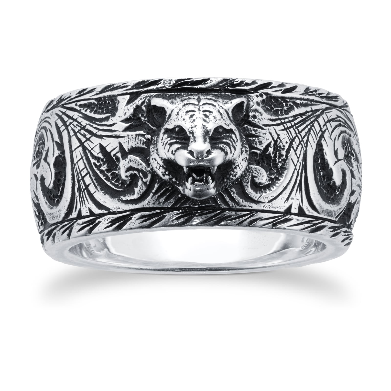 Gucci Gatto Thin Silver 10mm Ring With Feline Head