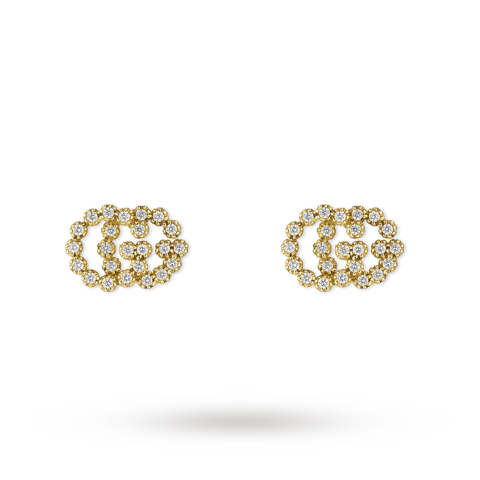 Gucci Running G Stud Earrings with Diamonds