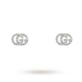 Gucci Running G Pave 18ct White Gold Diamond Stud Earrings