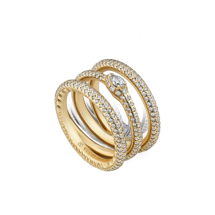 Gucci Ouroboros 18ct Yellow Gold 1.03ct Diamond 3 Ring
