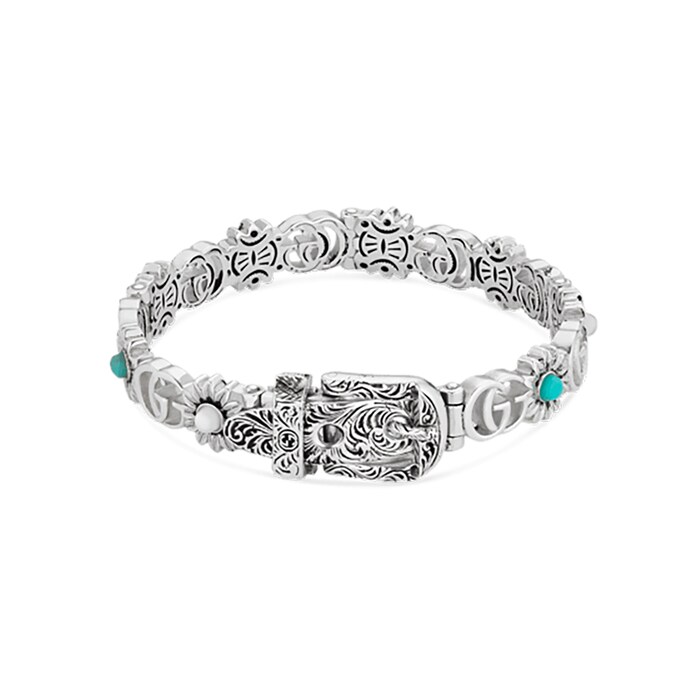 Gucci GG Marmont Silver Mix Stone Bangle