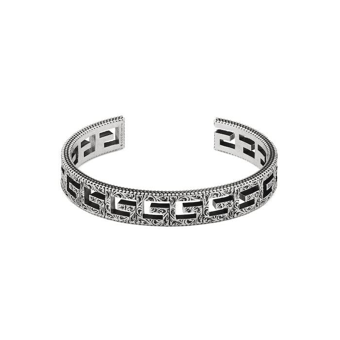 Gucci Silver Cuff Bracelet With Square G Motif