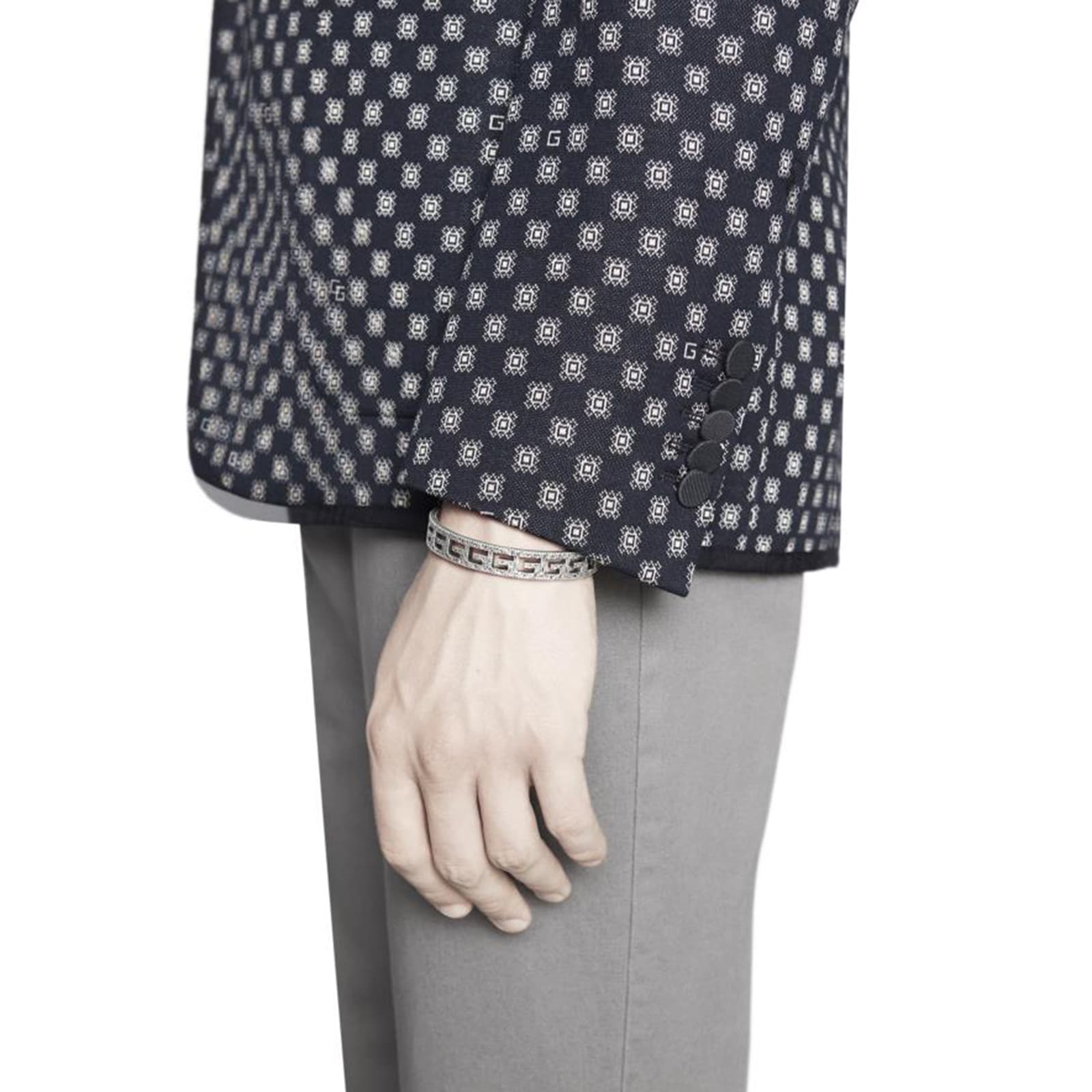 Gucci Silver Cuff Bracelet With Square G Motif