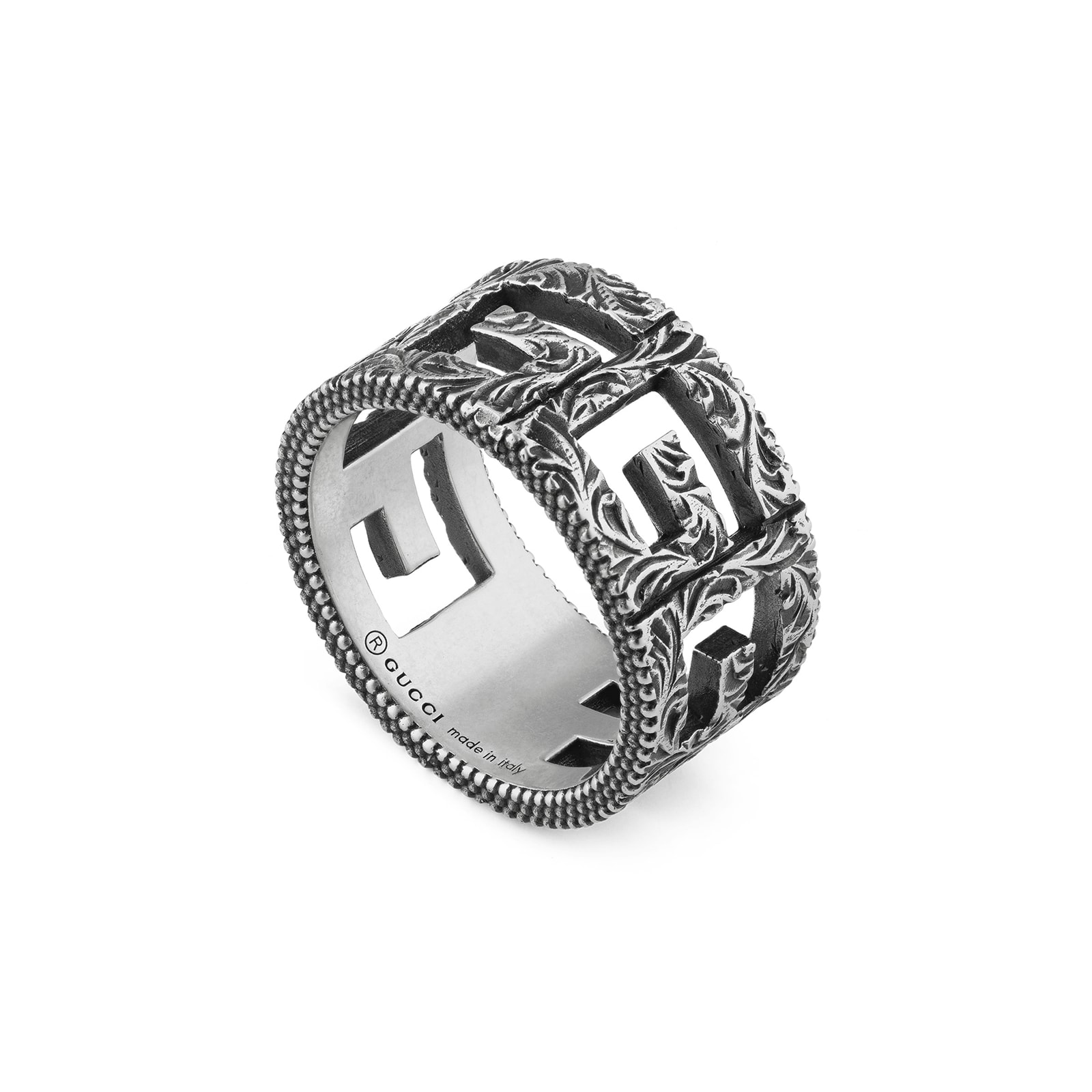 Gucci Ring With Square G Motif In Silver