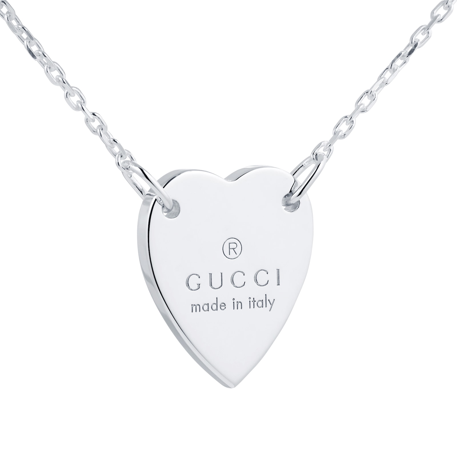 Gucci Sterling Silver Trademark Bracelet with Heart Pendant - 17cm