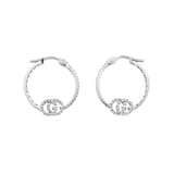 Gucci 18ct White Gold Running G Hoop Earrings
