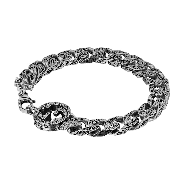 Gucci Sterling Silver Interlocking G Chain Bracelet 7"