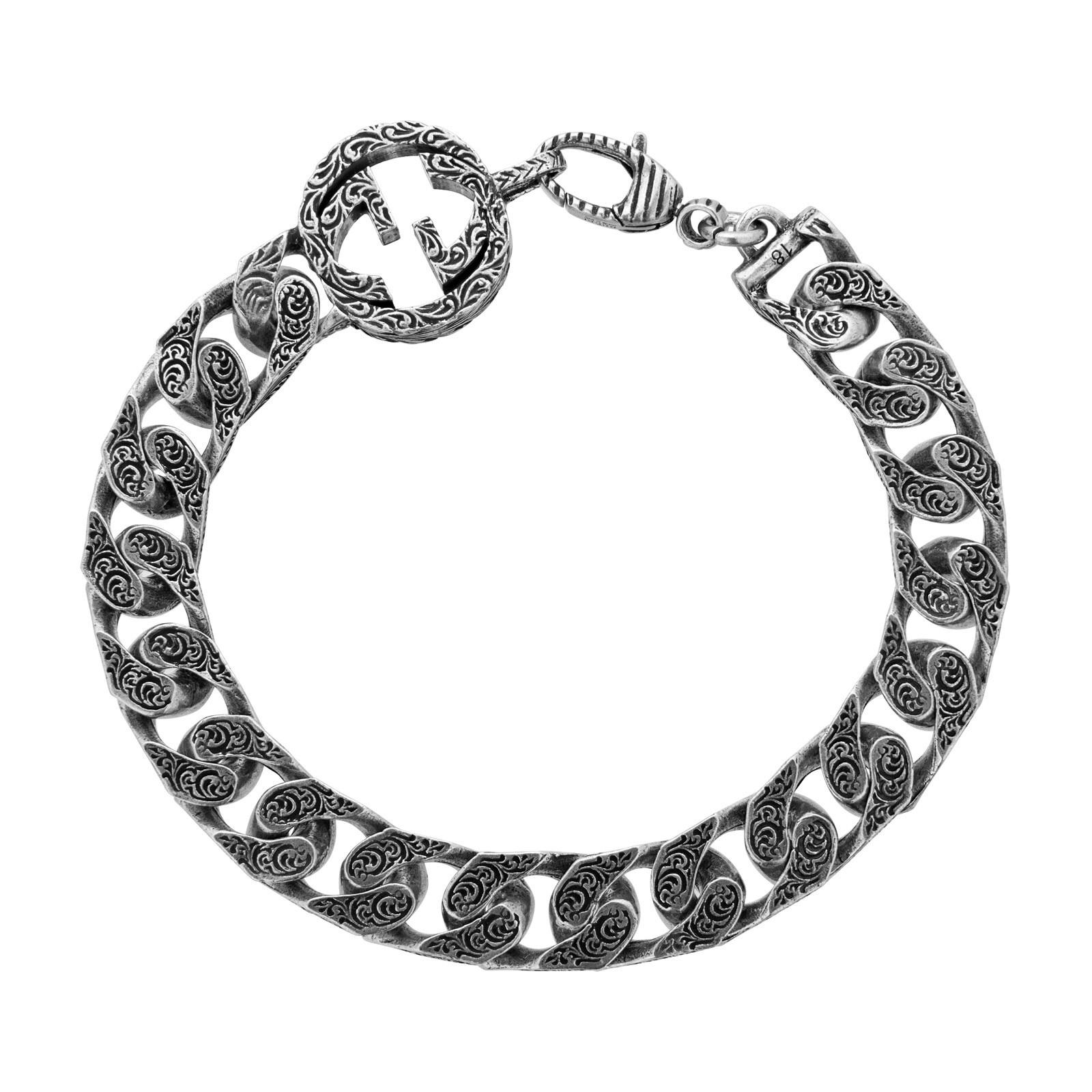 Gucci Sterling Silver Interlocking G Chain Bracelet 7"