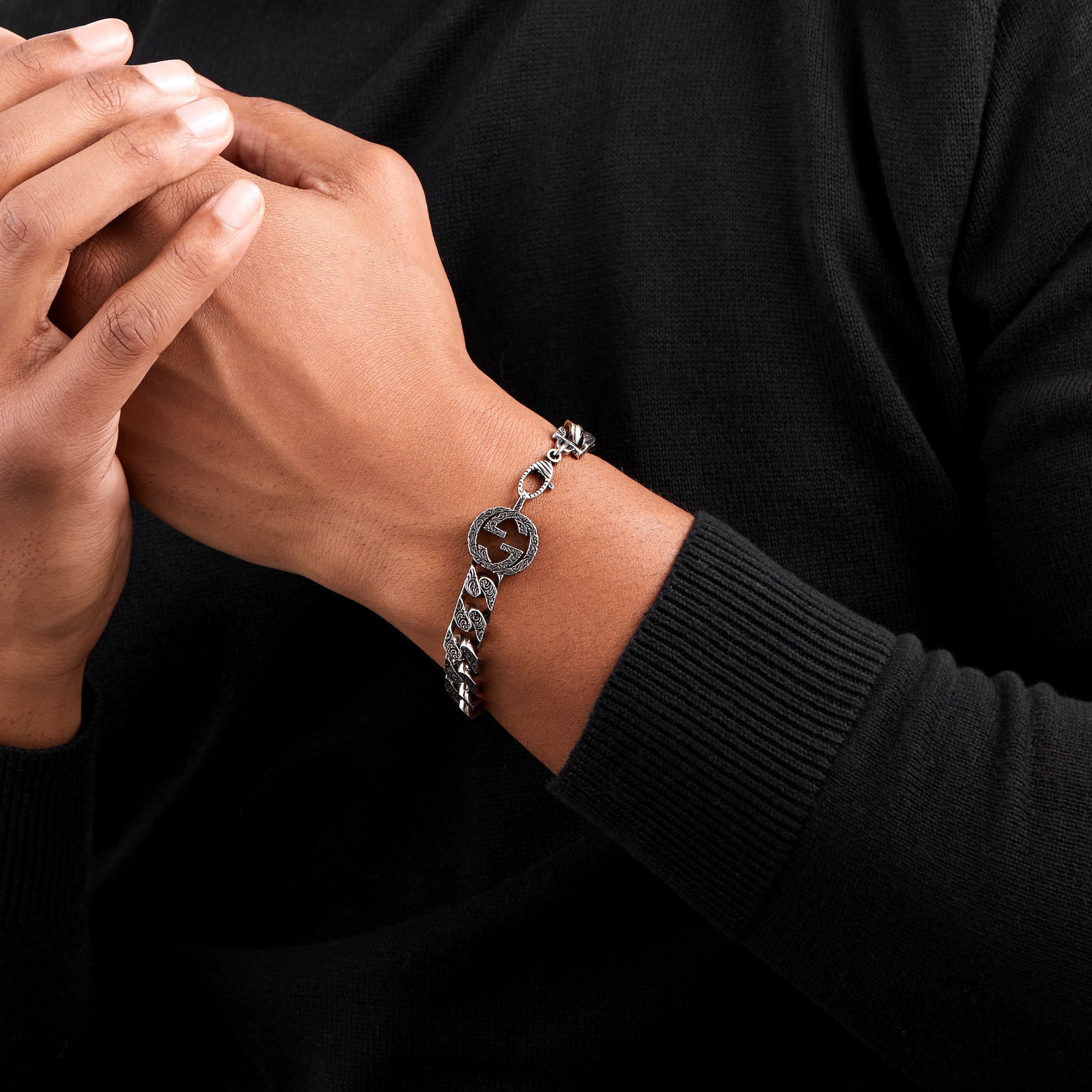 Gucci Gucci Interlocking Sterling Silver Chain Bracelet