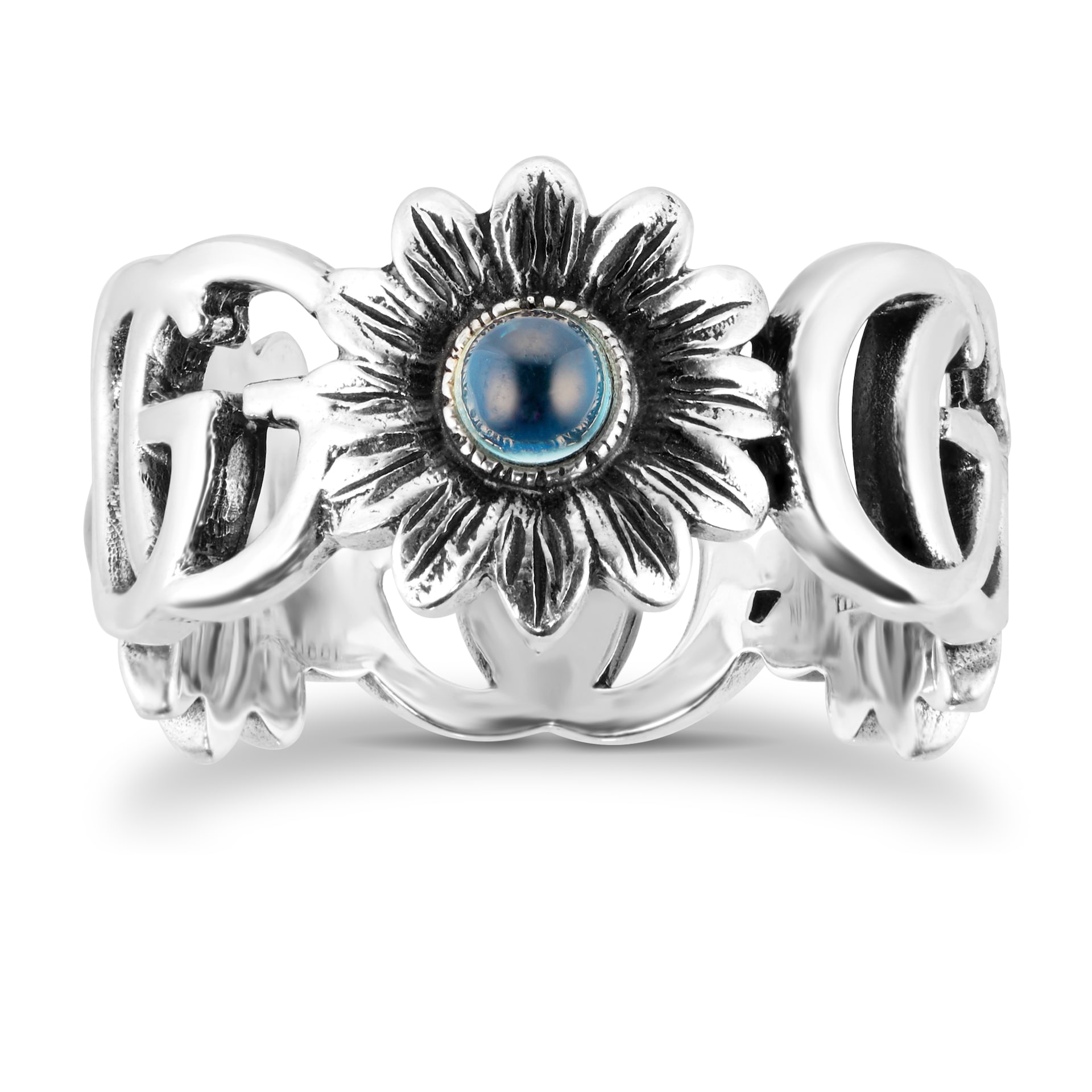 Gucci Sterling Silver GG Running Flower Ring