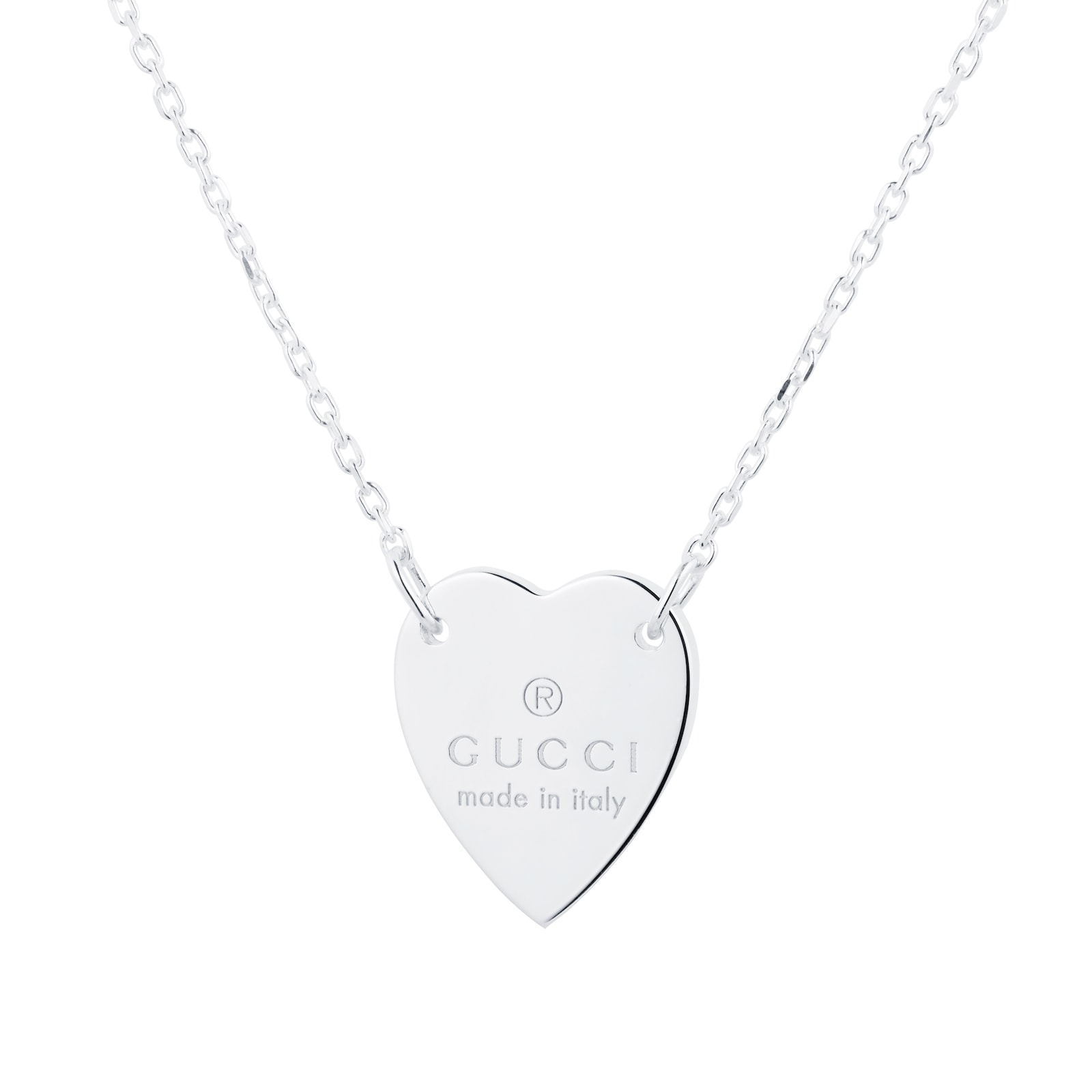 temperen toewijzing Ansichtkaart Gucci Sterling Silver Trademark Necklace with Heart Pendant YBB22351200100U  | Mayors