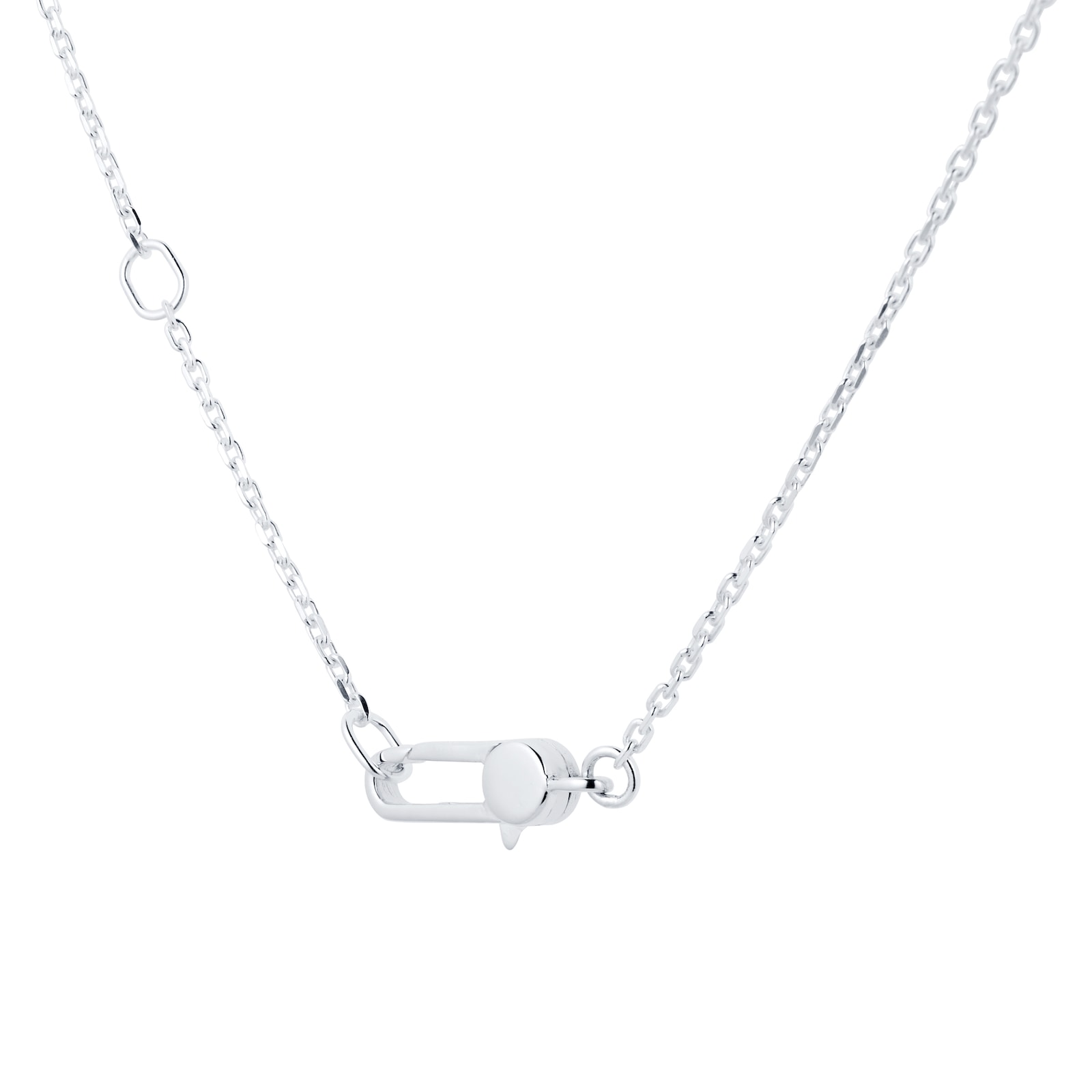 Gucci Sterling Silver Trademark Necklace with Heart Pendant 17.7-18.9"