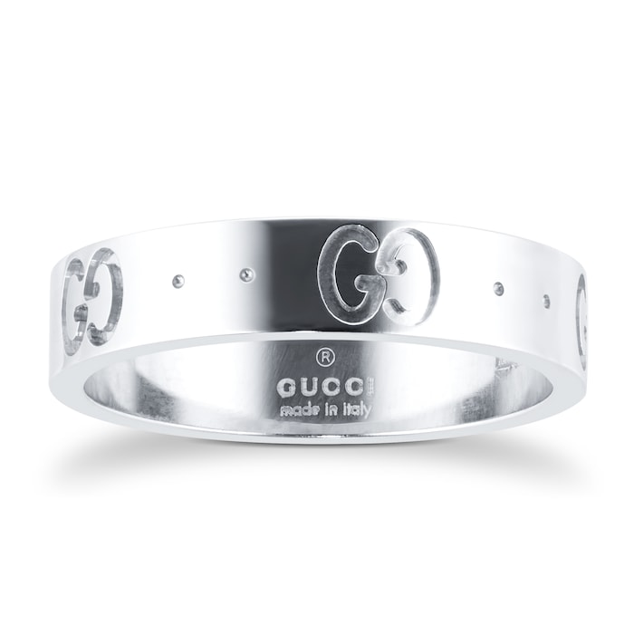 Gucci Icon 18ct White Gold Logo Band Ring