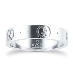 37341028 - Icon 18ct White Gold Logo Band Ring