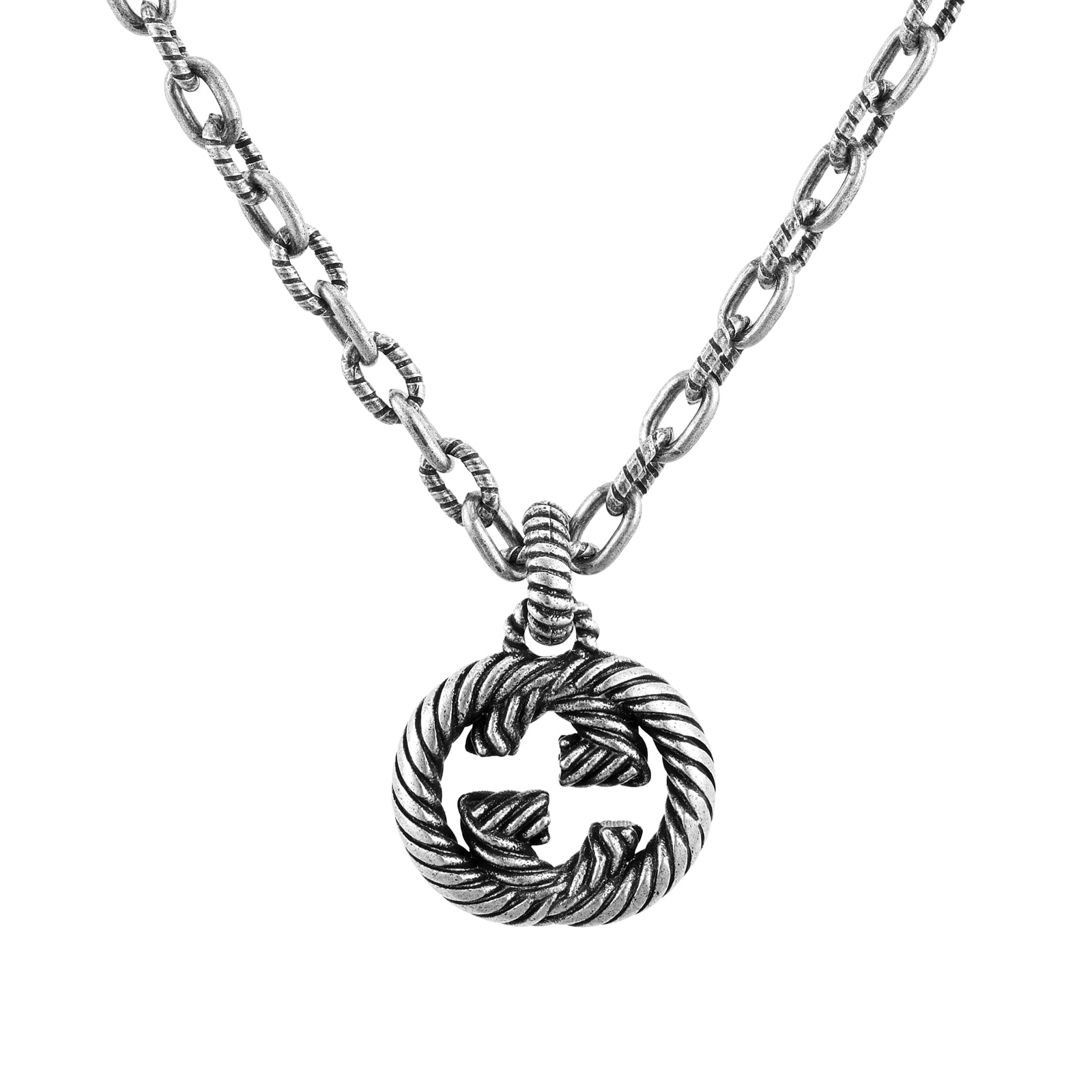 Gucci Interlocking G Aged Silver Necklace YBB60415500100U | Mappin and Webb