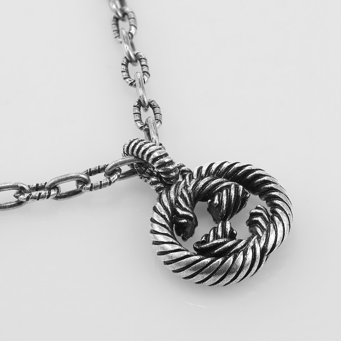Gucci Gucci Interlocking Aged Silver Necklace