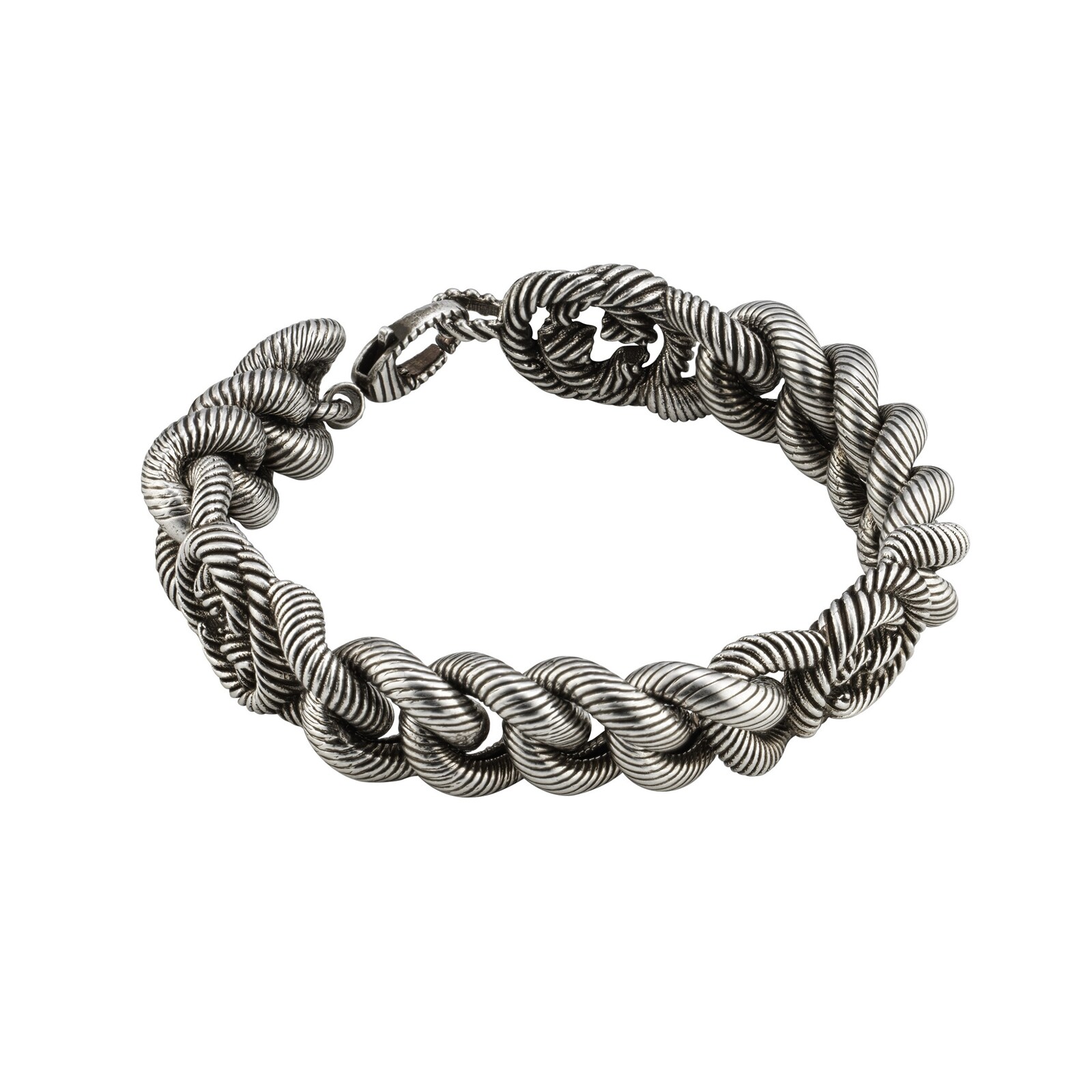 Gucci Gucci Interlocking Sterling Silver Groumette Bracelet Size 19