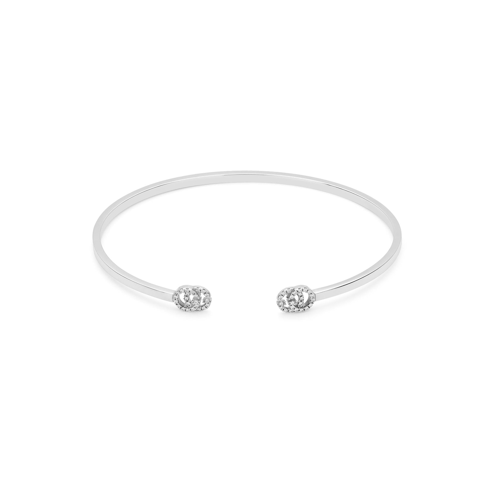 Gucci 18k White Gold 0.10cttw Diamond Running G Cuff Bracelet 18cm Gucci 18k White Gold 0.10cttw Diamond Running G Cuff Bracelet 18cm