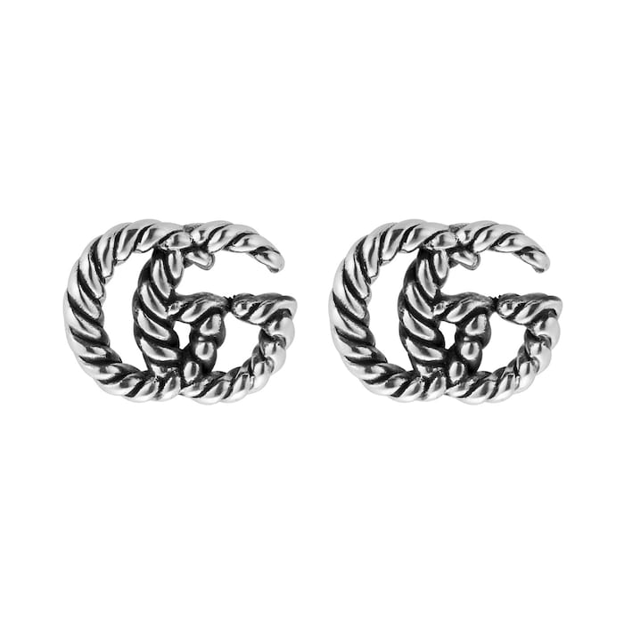 Gucci Silver GG Marmont Aged Stud Earrings