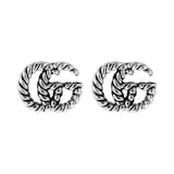Gucci Sterling Silver GG Marmont Aged Stud Earrings