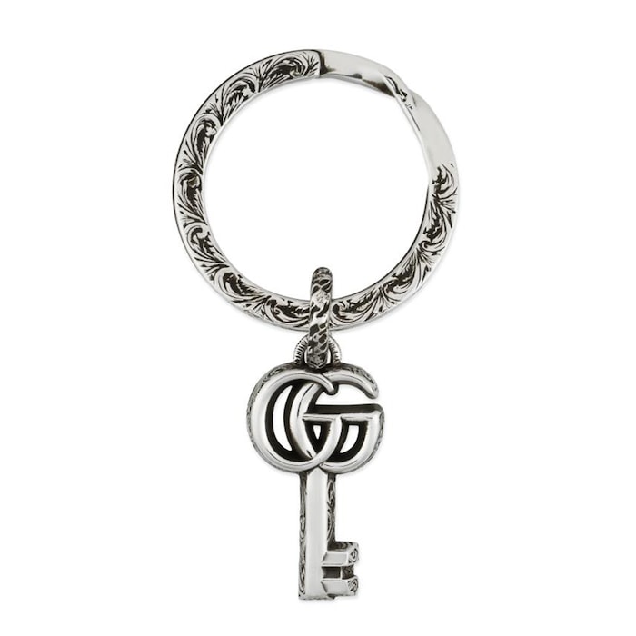 Gucci Silver GG Marmont Key Keyring