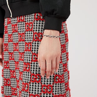 Gucci Gucci Interlocking Aged Sterling Silver Bracelet 16cm