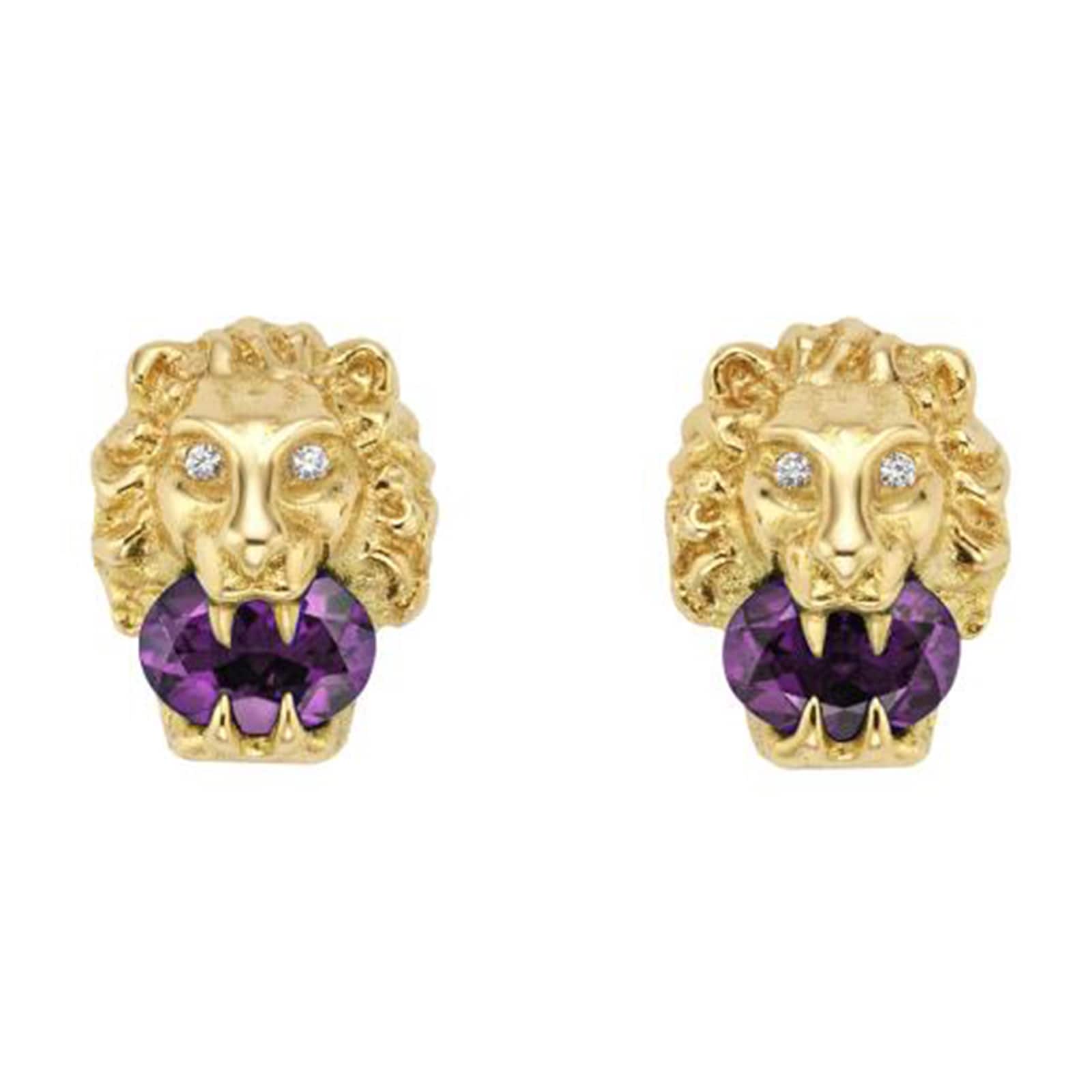 Gucci Gucci 18ct Gold Amethyst & Diamond Lion Head Stud Earrings  YBD60986600200U | Mappin and Webb