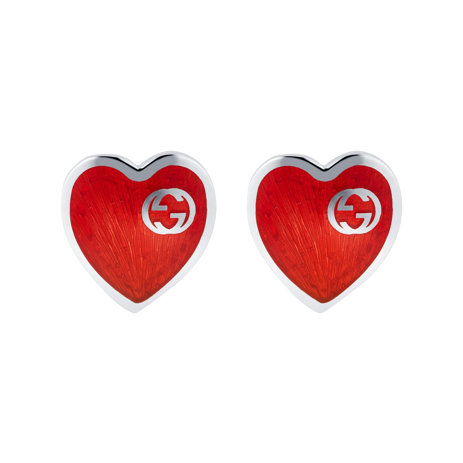 Gucci Exclusive Gucci Heart 925 Sterling Silver and Red Enamel Earrings  YBD64554700100U | Mappin and Webb