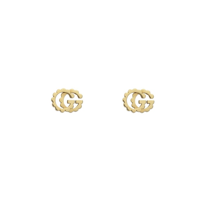 Gucci 18ct Yellow Gold GG Scalloped Design Stud Earrings