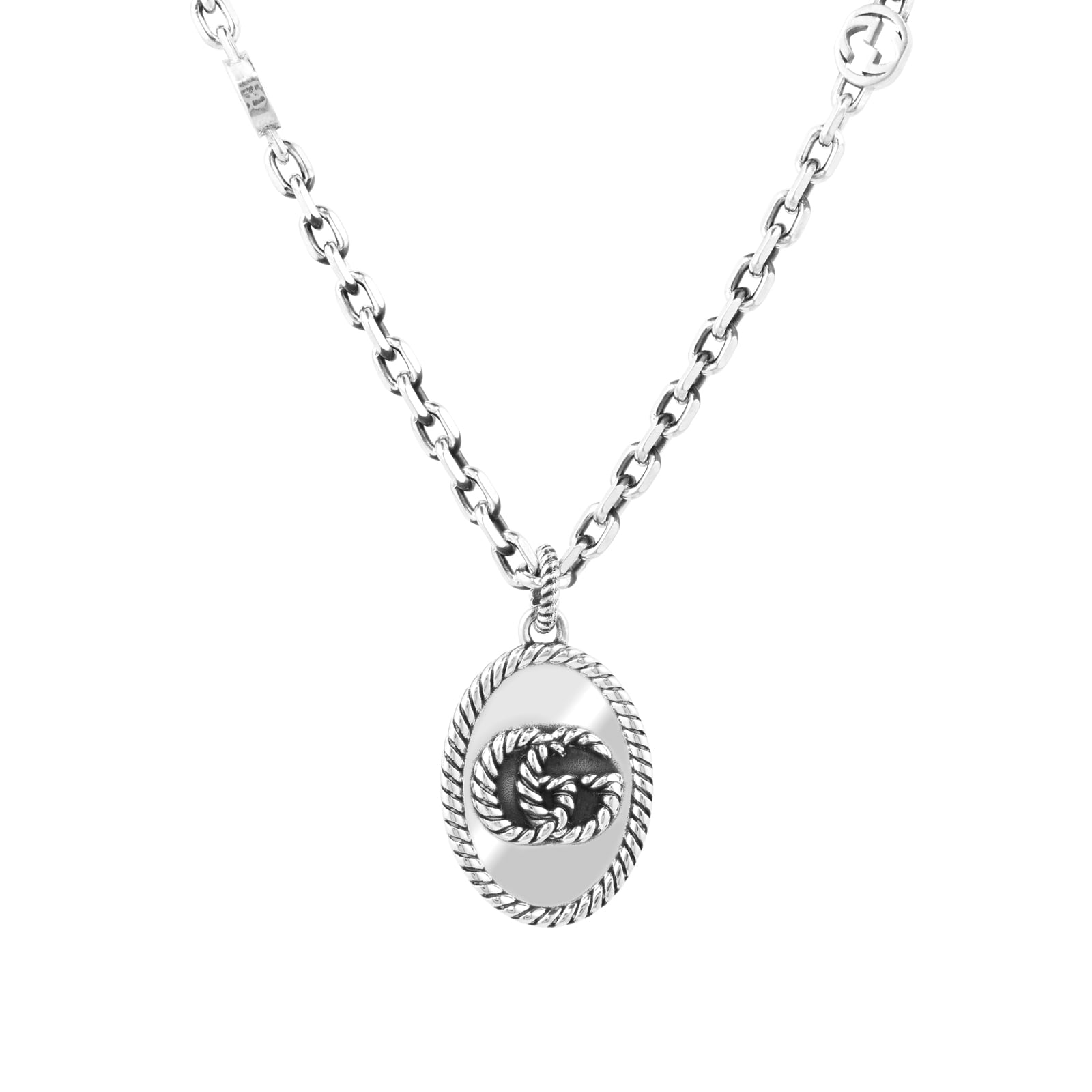 Gucci Sterling Silver GG Marmont Pendant Necklace YBB63254000100U