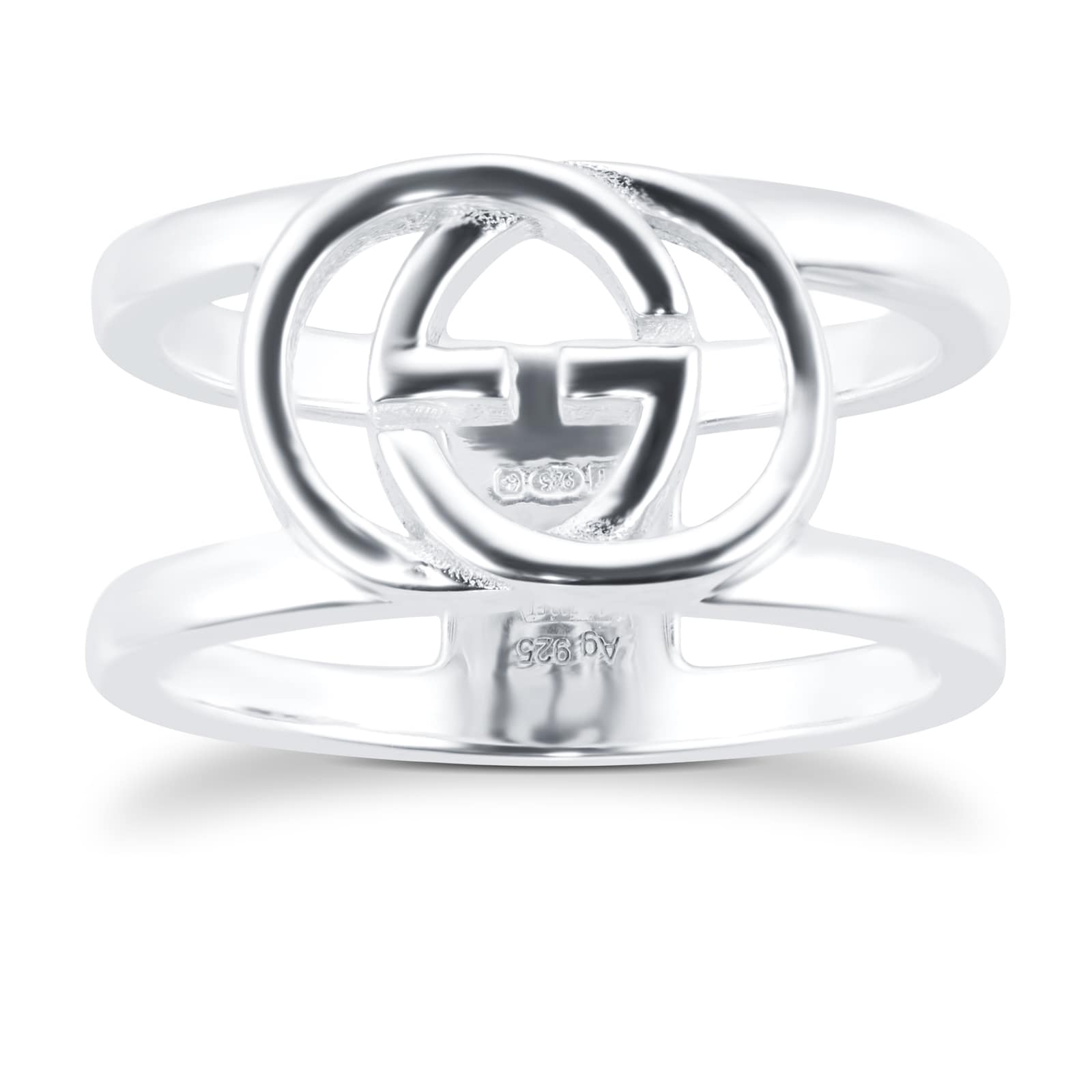 Gucci Sterling Silver 9mm Interlocking G Ring Size 10
