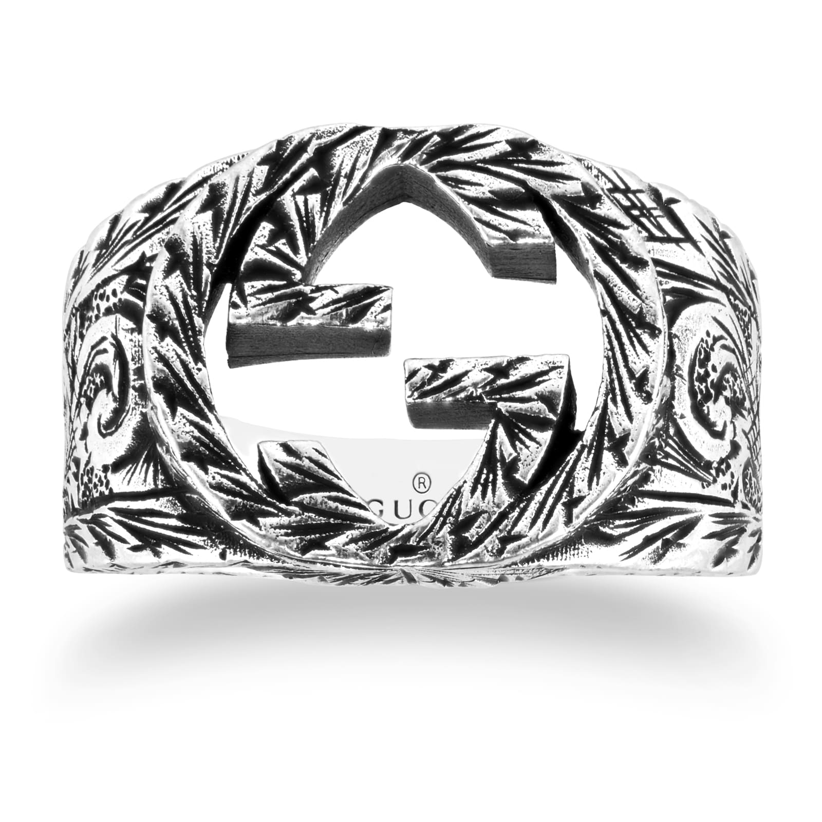 Gucci Interlocking Sterling Silver Paisley Ring - Ring Size P