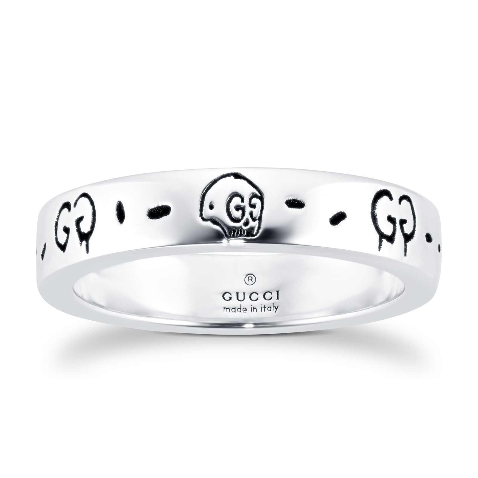 Gucci Silver Ghost 4mm Ring - Ring Size M YBC477932001 | Mappin and Webb