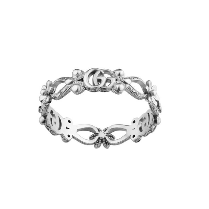 Gucci Gucci 18ct White Gold Diamond Flora Ring - Ring Size J