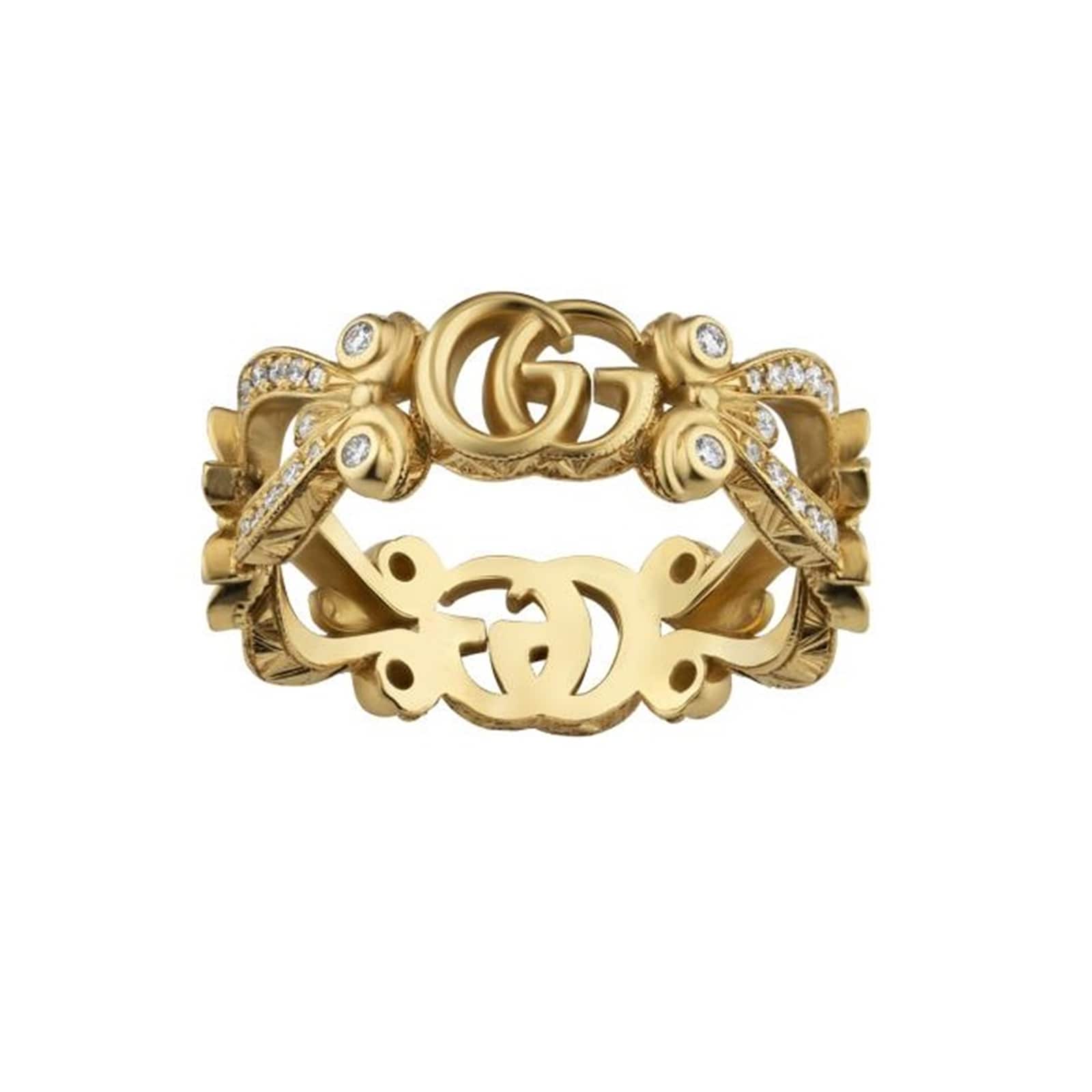Gucci Gucci 18ct Yellow Gold Diamond Flora Ring - Ring Size L Gucci Gucci 18ct Yellow Gold Diamond Flora Ring - Ring Size L