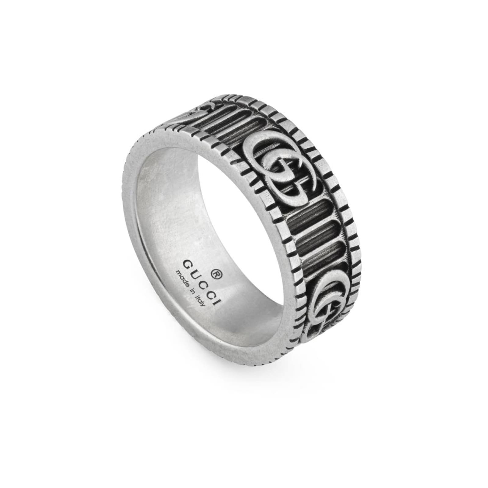 på den anden side, sprogfærdighed historie Gucci GG Marmont 8mm Silver Band - Ring Size 6.75 YBC551899001014 | Mayors
