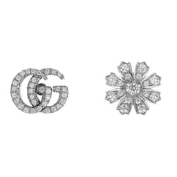 37341282 - Gucci Flora 18ct White Gold Diamond Stud Earrings