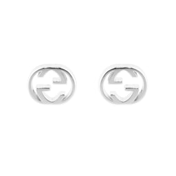 37341310 - Gucci Interlocking 18ct White Gold 5mm Stud Earrings