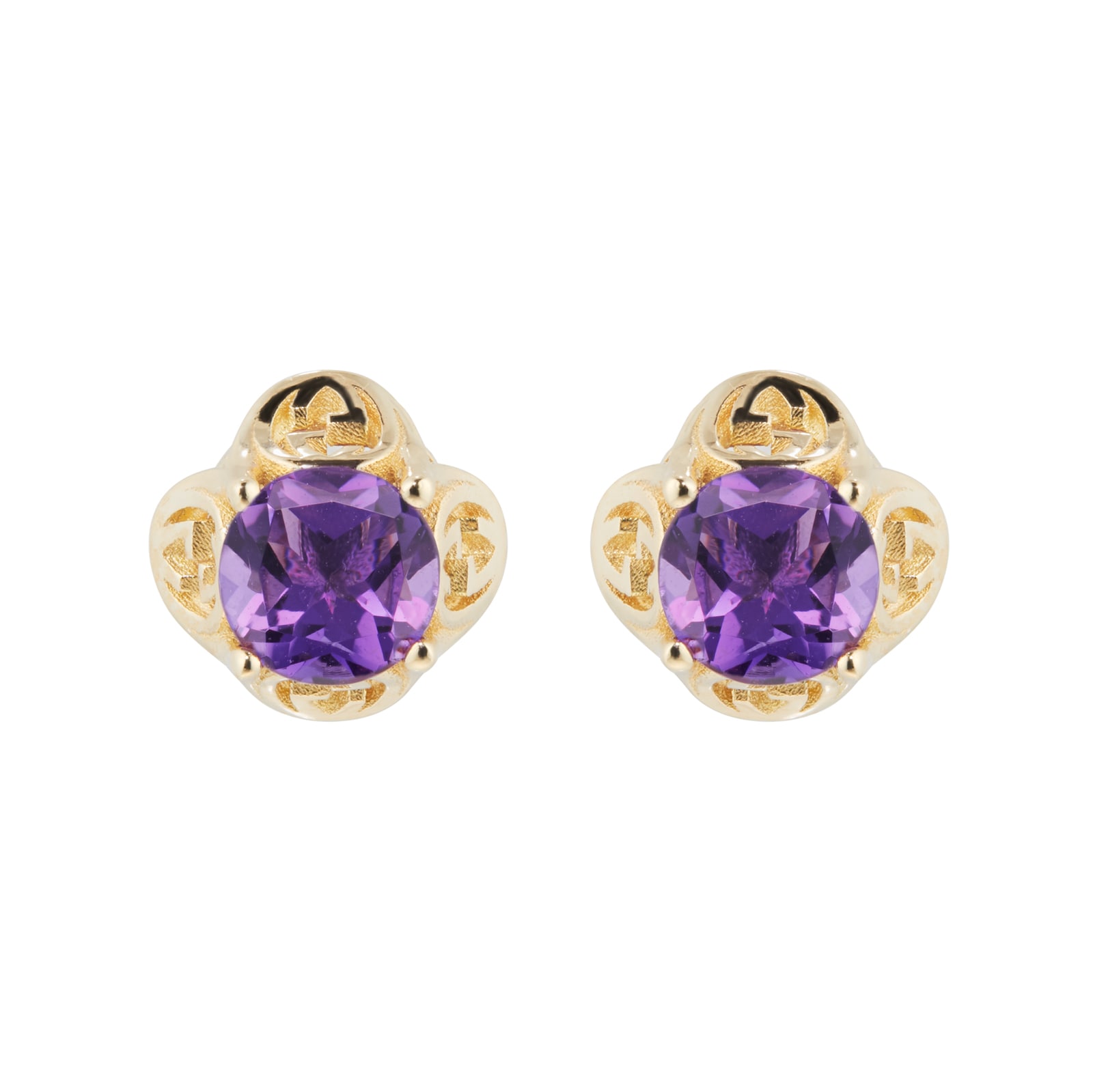 Gucci Gucci Interlocking 18ct Yellow Gold & Amethyst Stud Earrings Gucci Gucci Interlocking 18ct Yellow Gold & Amethyst Stud Earrings