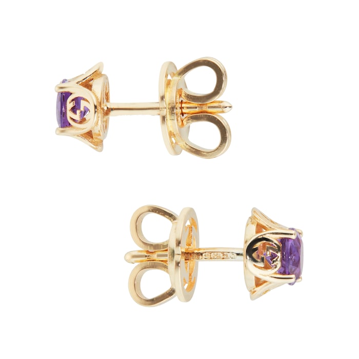 Gucci Gucci Interlocking 18ct Yellow Gold & Amethyst Stud Earrings