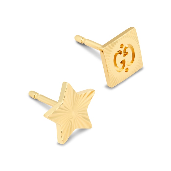 Gucci 18ct Yellow Gold Icon GG Star & Square Earrings
