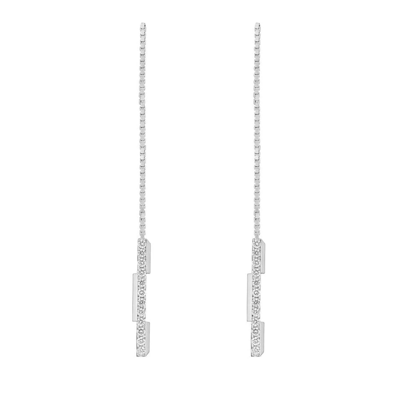 Gucci 18ct White Gold Gucci Link to Love Long Pendant 0.28cttw Diamond Earrings