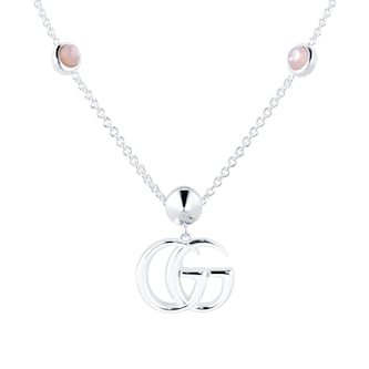 Gucci Sterling Silver GG Marmont Pink Mother Of Pearl Necklace 16.5" Gucci Sterling Silver GG Marmont Pink Mother Of Pearl Necklace 16.5"