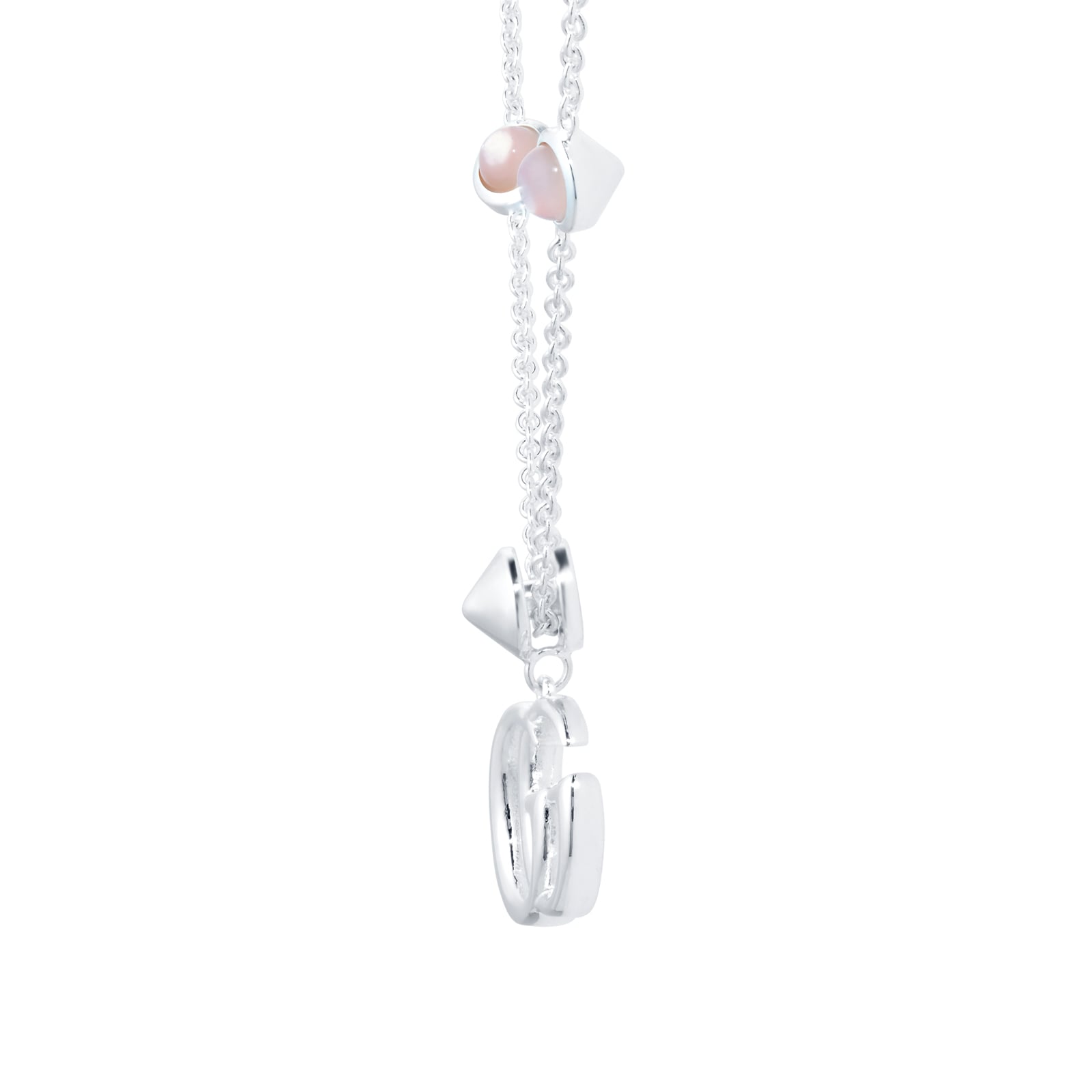 Gucci Sterling Silver GG Marmont Pink Mother Of Pearl Necklace 16.5"