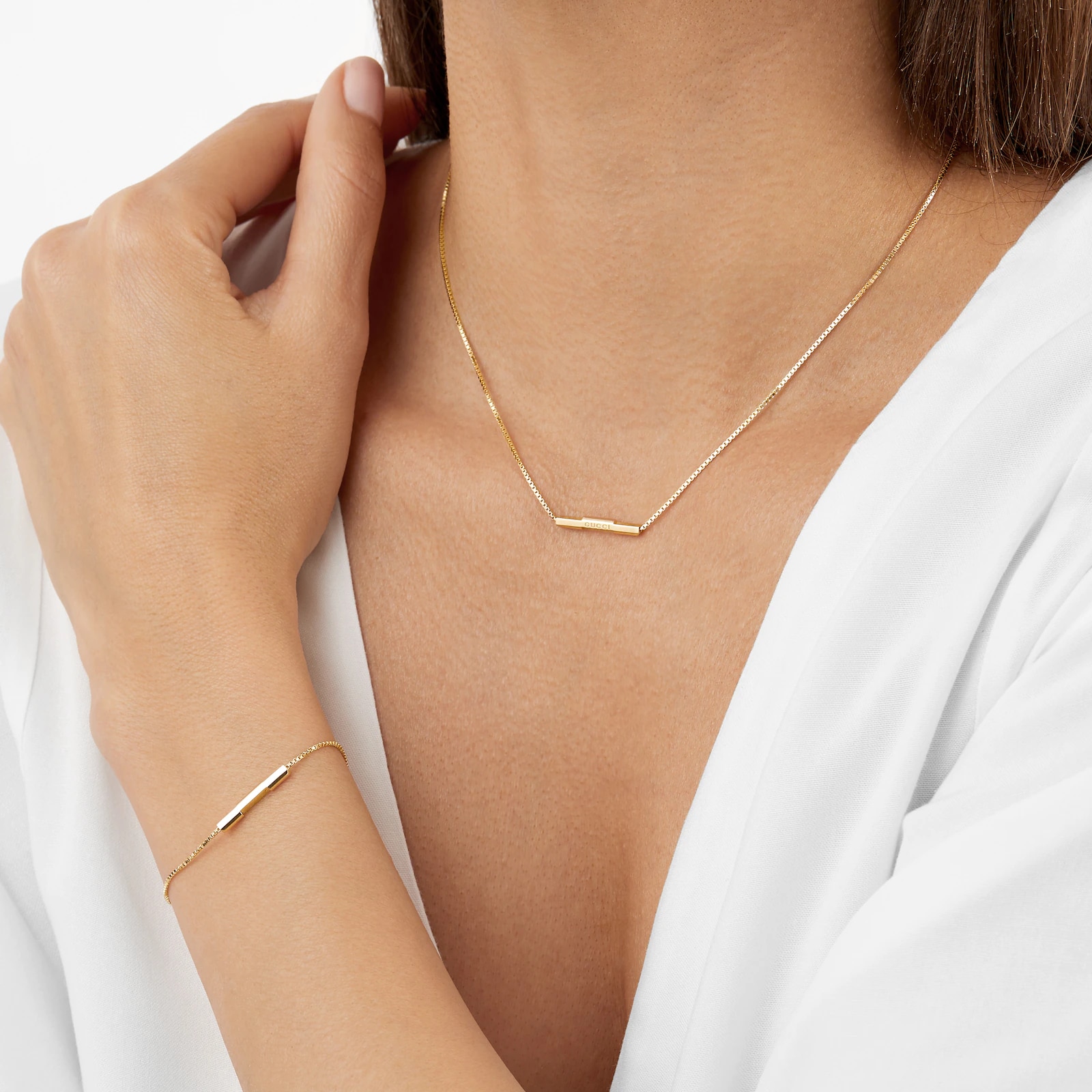 Gucci 18ct Yellow Gold Gucci Link to Love Necklace 16.5-17.7"