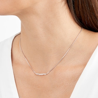 Gucci 18ct White Gold 0.14cttw Diamond Gucci Link to Love Necklace 16.5-17.7"