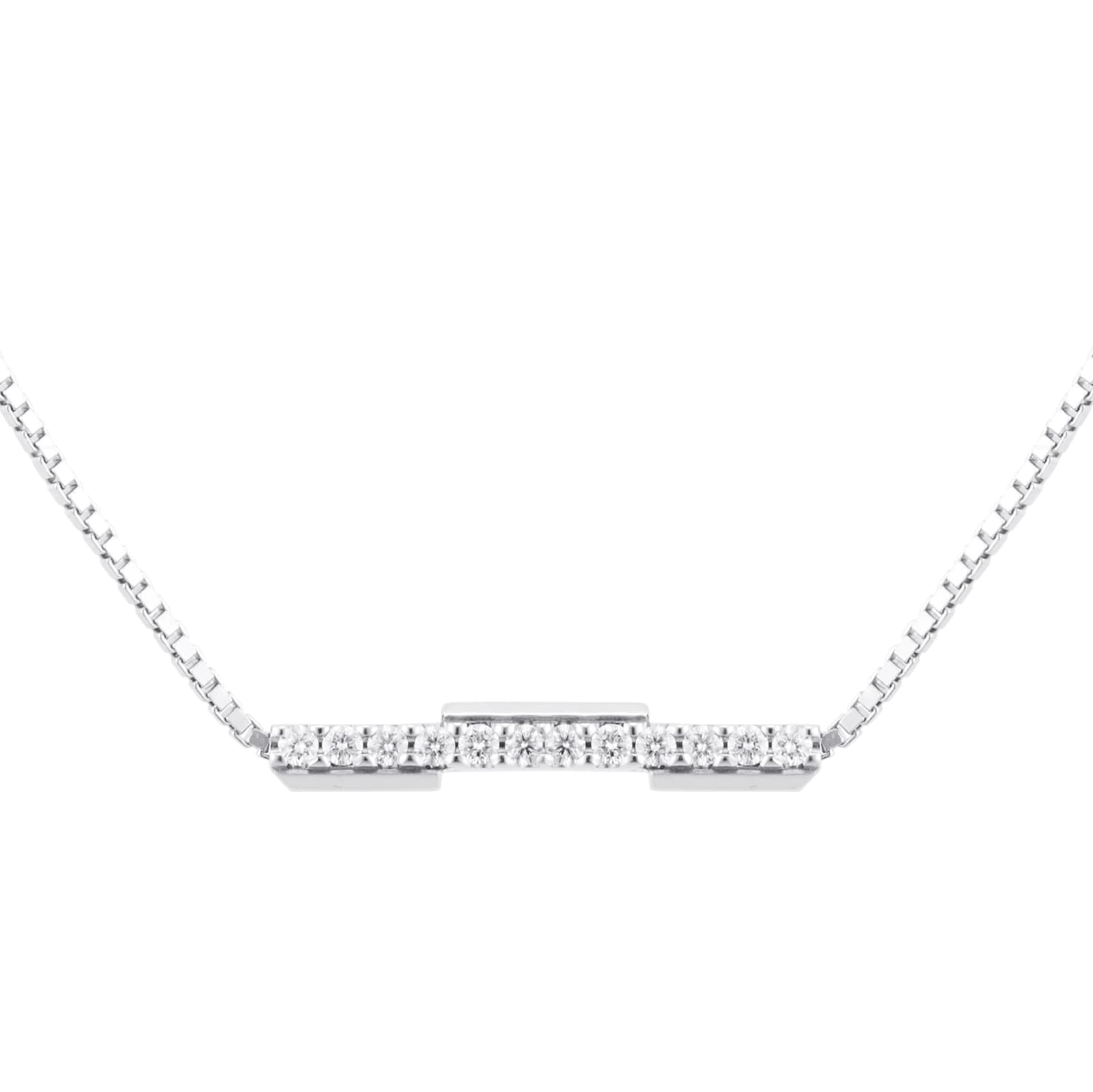 Gucci 18ct White Gold 0.14cttw Diamond Gucci Link to Love Necklace 16.5-17.7"