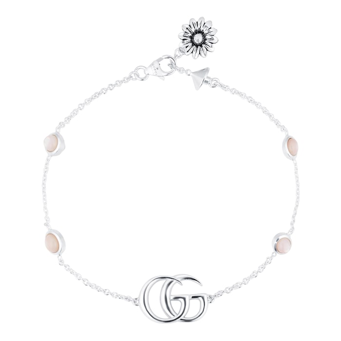 Gucci Silver GG Marmont Pink Mother of Pearl Bracelet