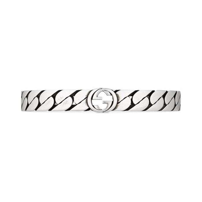 Gucci Silver Wide Interlocking G 19cm Cuff Bracelet