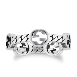 37341330 - Gucci Interlocking Sterling Silver 3.5mm XS Ring